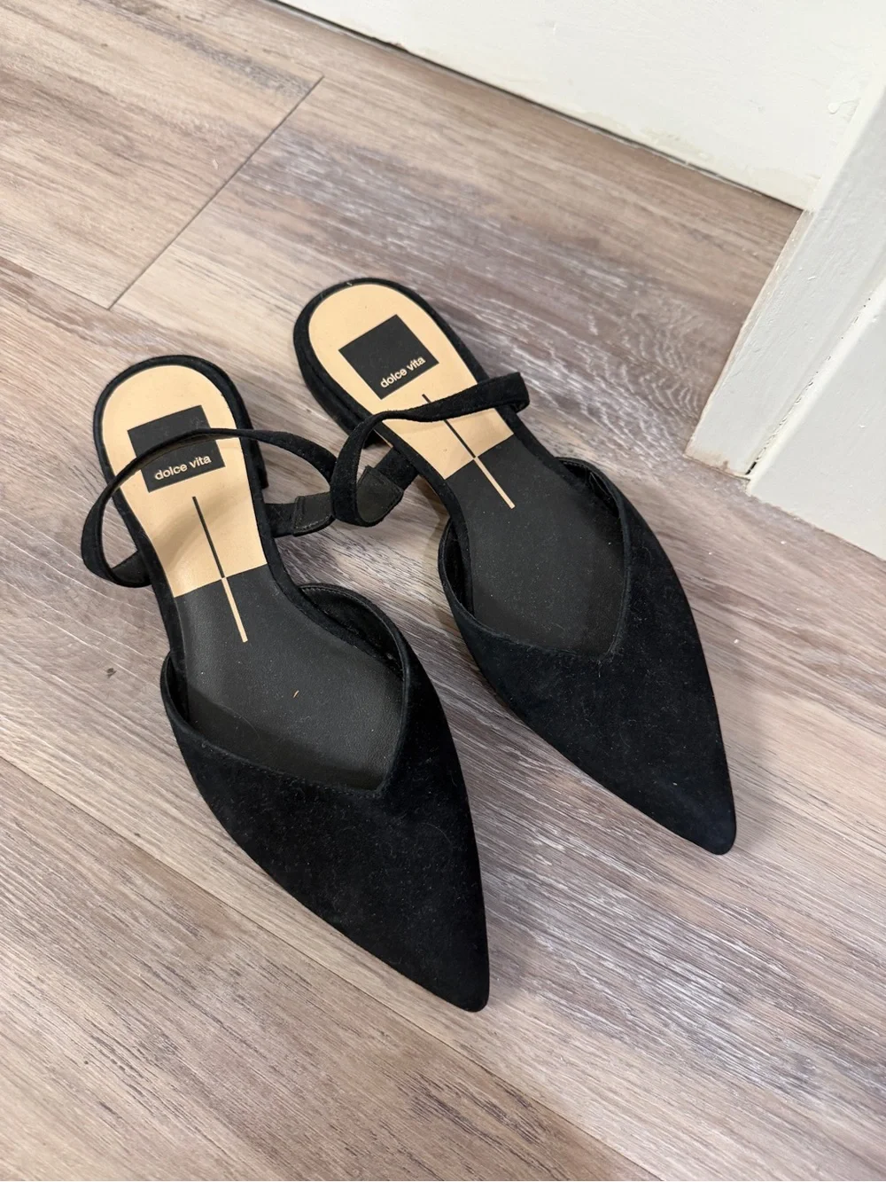 Dolce Vita Black Pointed Toe Slingback Mules